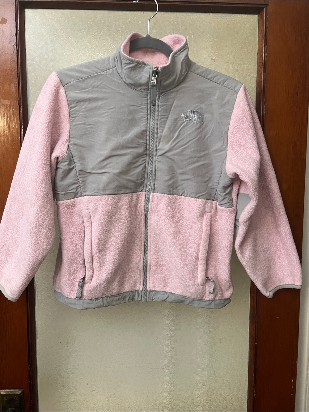The North Face Pink and Gray Girls Fleece Zip Jacket